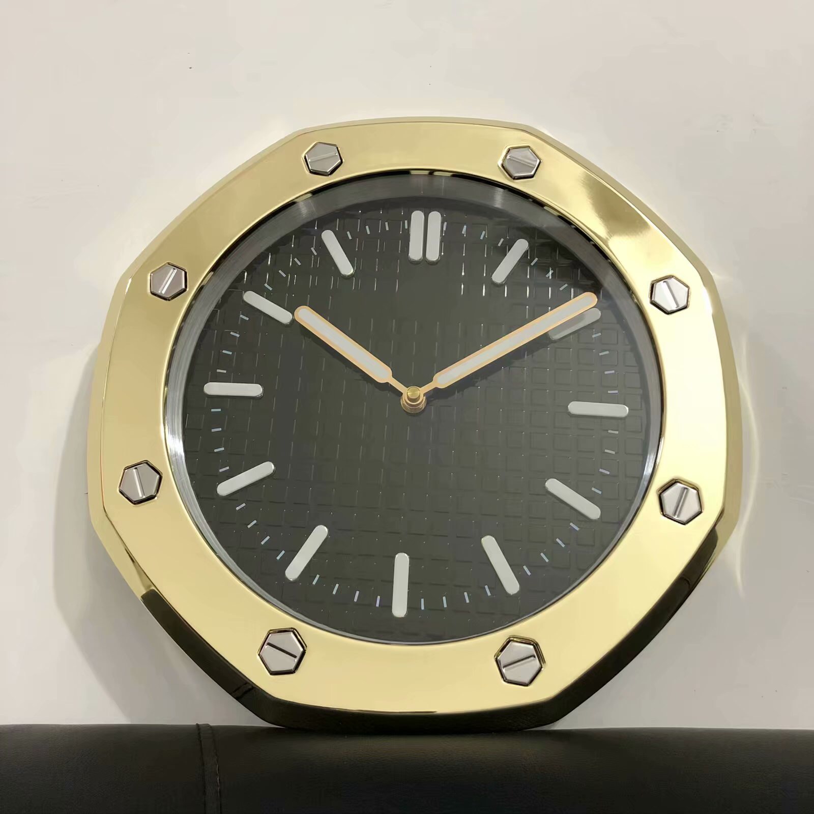 AP Royal-Oak Gold Black Wall Clock Battery 34cm